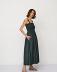 GAIA DRESS DARK GREEN