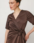 IRIS WARP DRESS BROWN