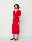 IRIS WARP DRESS RED