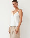 WENDY SLIP SATIN TOP WHITE