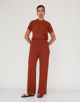 DEEP PLEATED PANTS BRICK