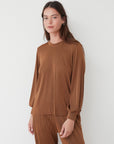 SPEED PLEATED TOP BROWN