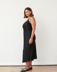WENDY SLIP SATIN DRESS BLACK