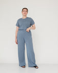 DEEP PLEATED PANTS LIGHT BLUE