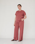 DEEP PLEATED TOP PINK