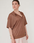 SENSE POLO TOP BROWN