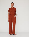 DEEP PLEATED PANTS BRICK