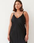 WENDY SLIP SATIN DRESS BLACK
