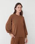 SPEED PLEATED TOP BROWN