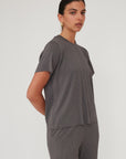 DEEP PLEATED TOP GREY