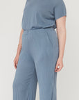 DEEP PLEATED PANTS LIGHT BLUE