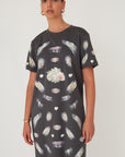 BLURRY T TOP DRESS GREY