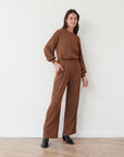 SPEED PLEATED TOP BROWN