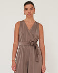 NIGHT WRAP JUMPSUIT BROWN