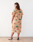 FEATHERS DRESS CAMEL