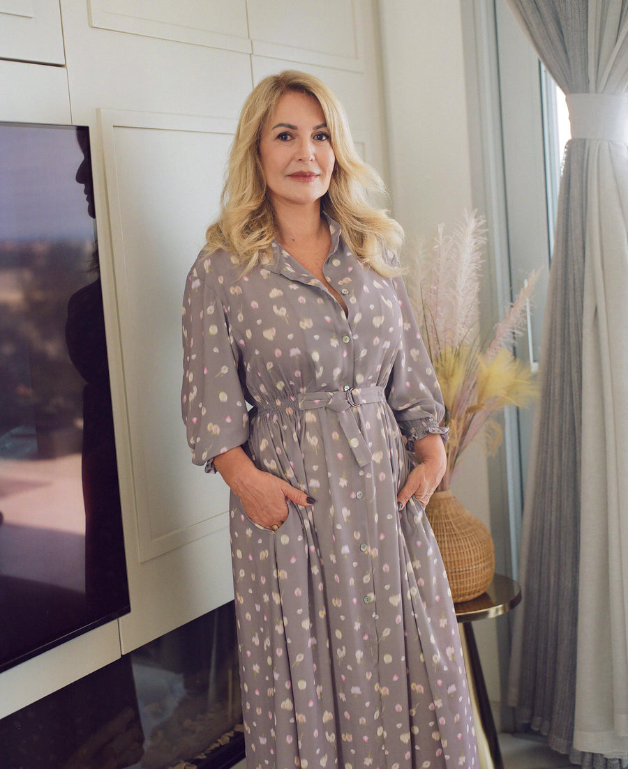AURORA PRINTED DRESS GREY