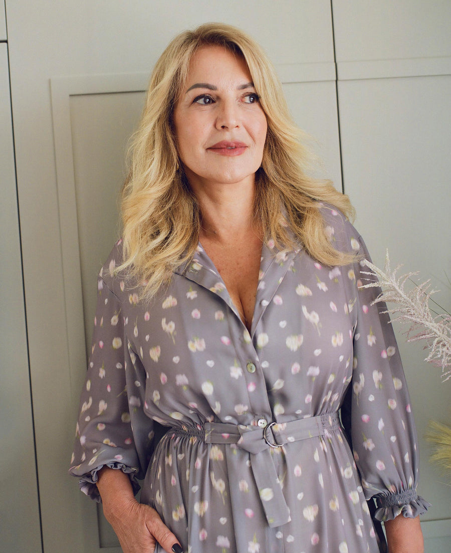 AURORA PRINTED DRESS GREY