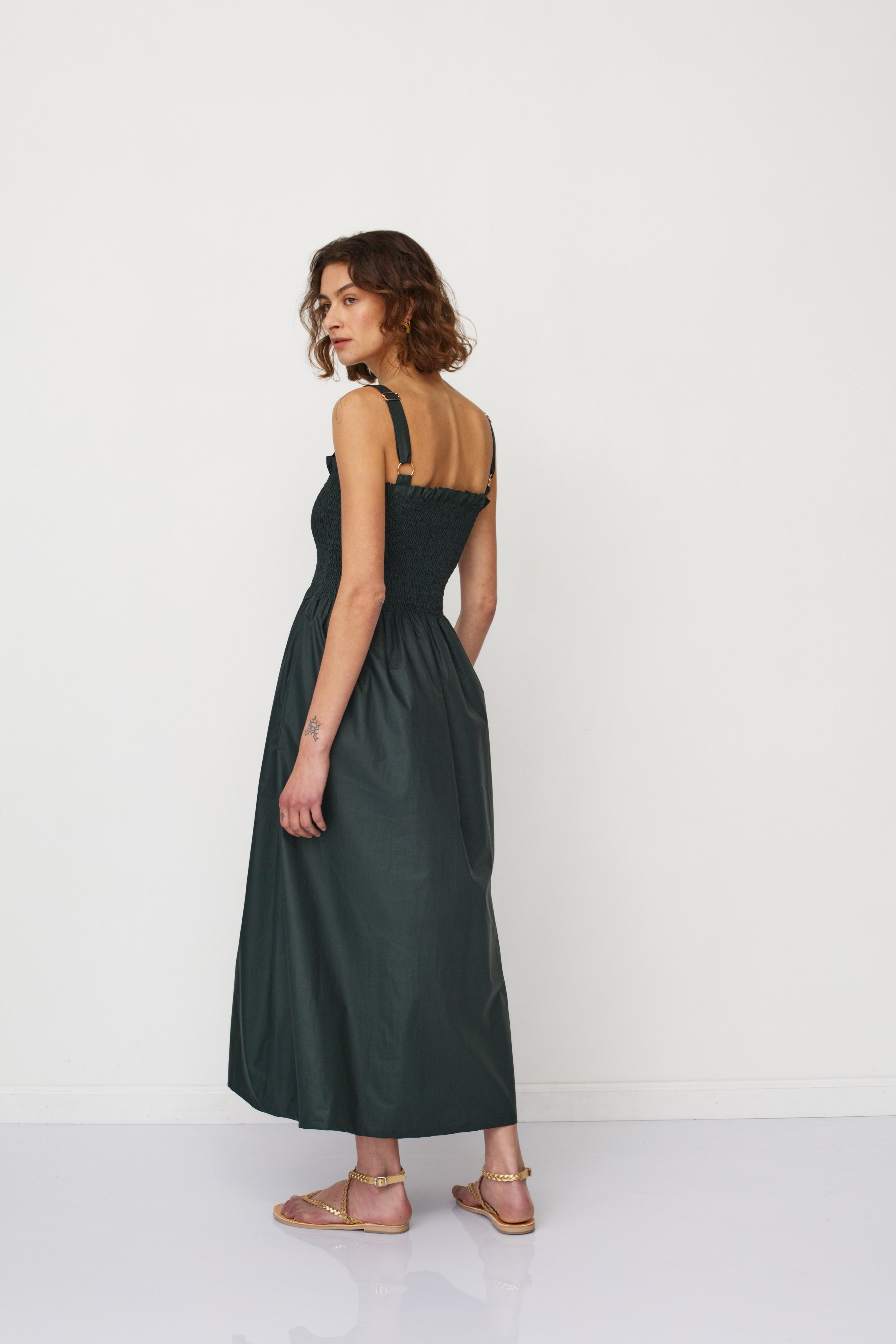 GAIA DRESS DARK GREEN