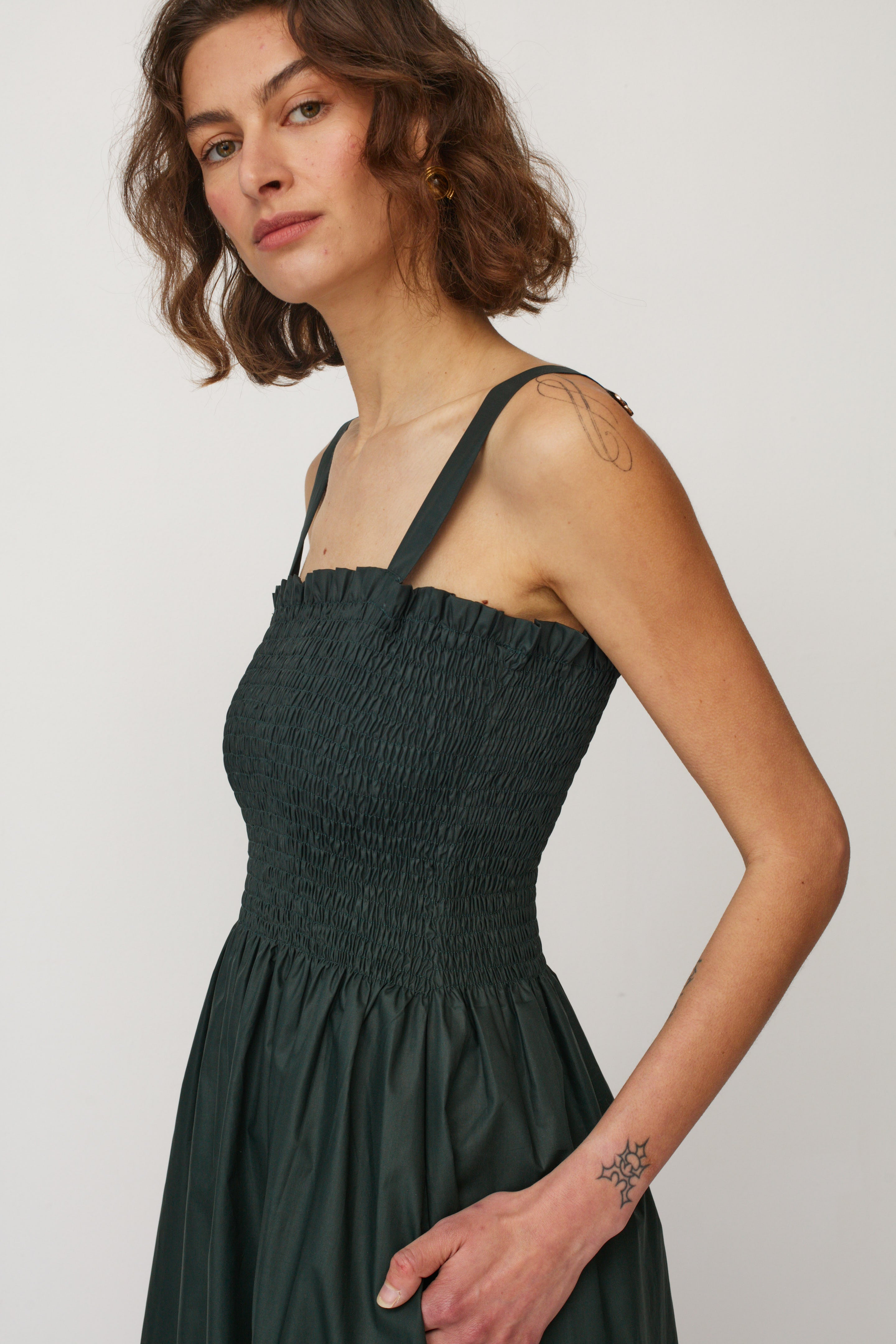 GAIA DRESS DARK GREEN