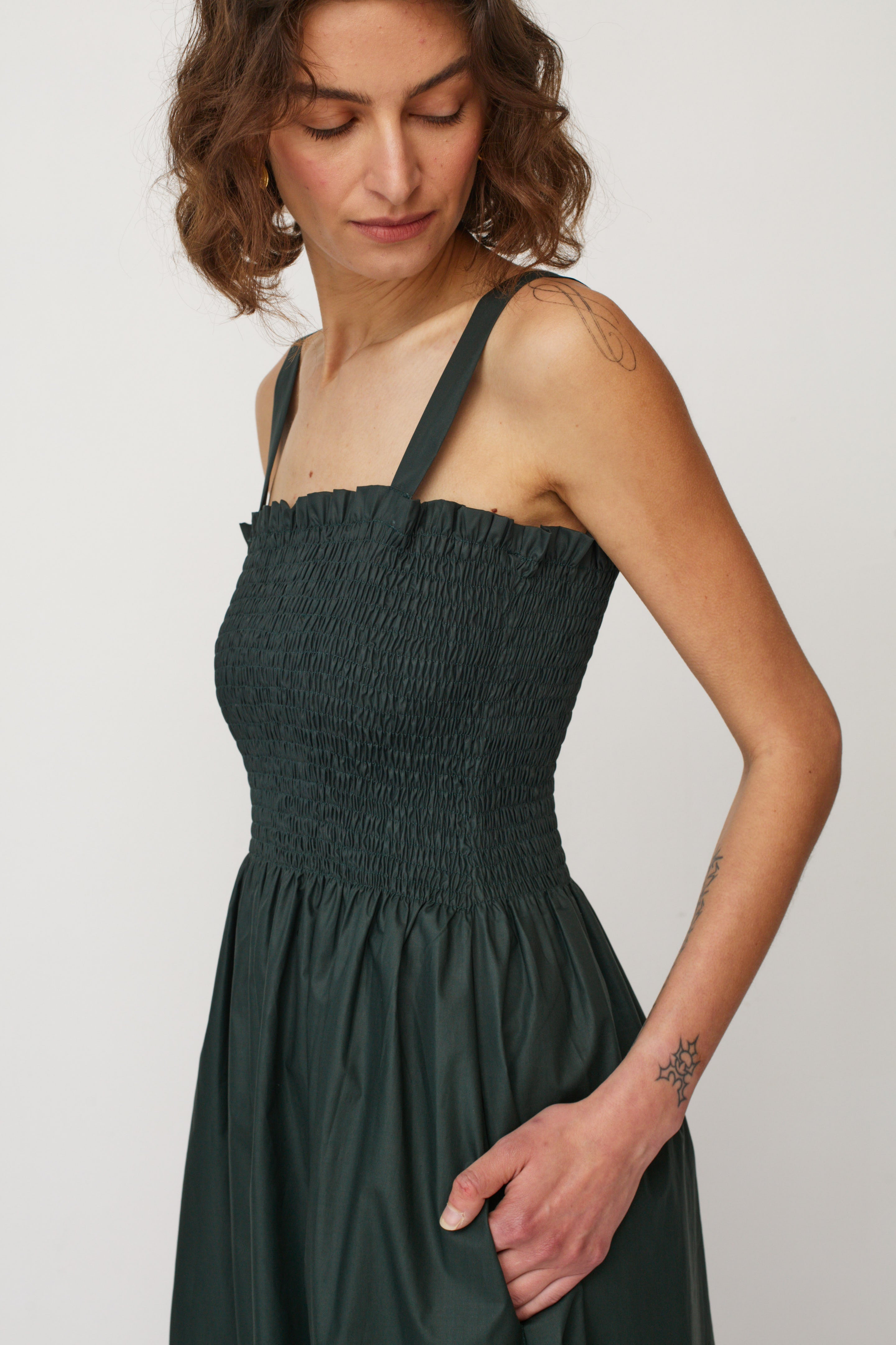 GAIA DRESS DARK GREEN