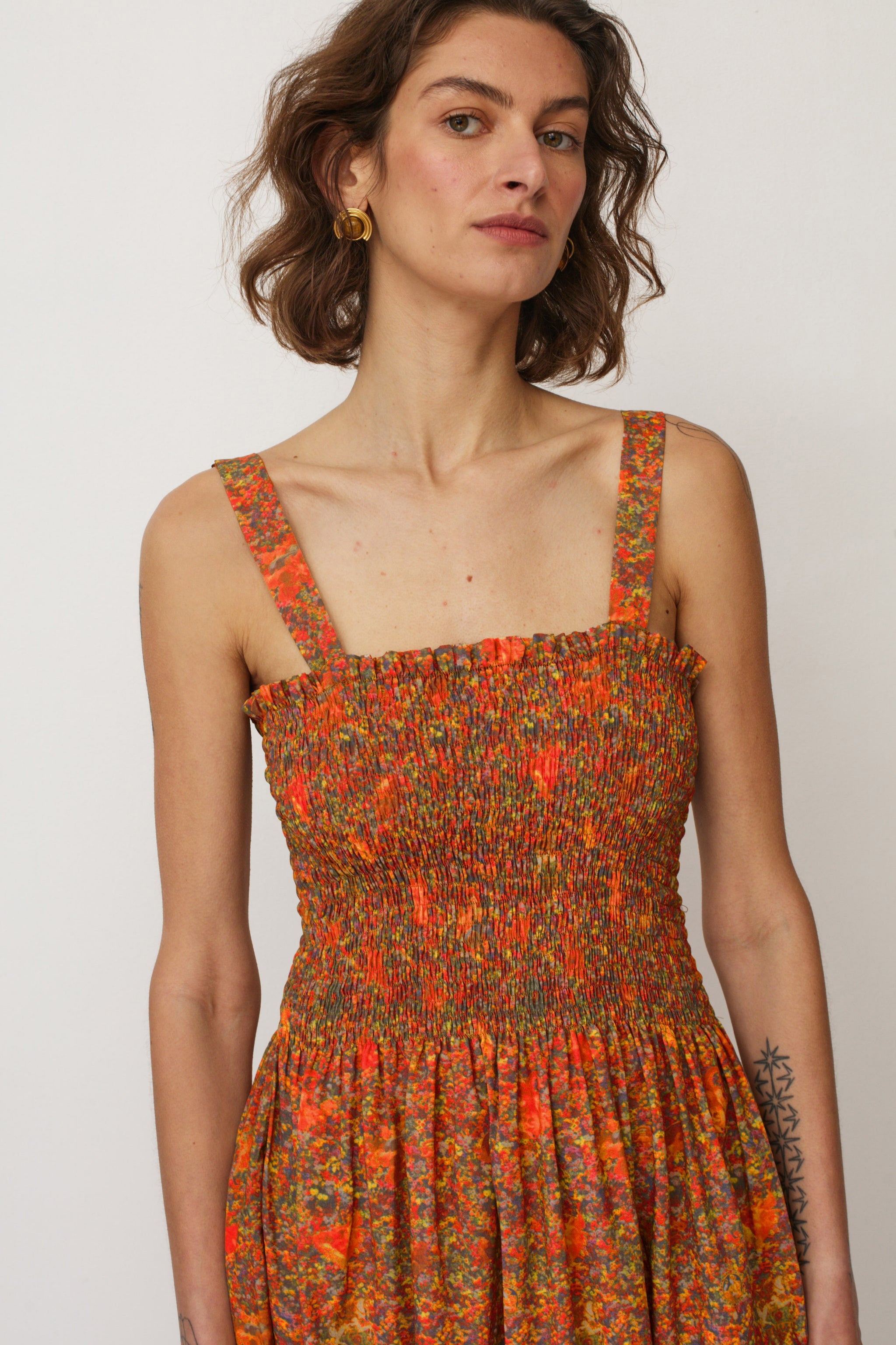 HOLI PRINTED DRESS RED