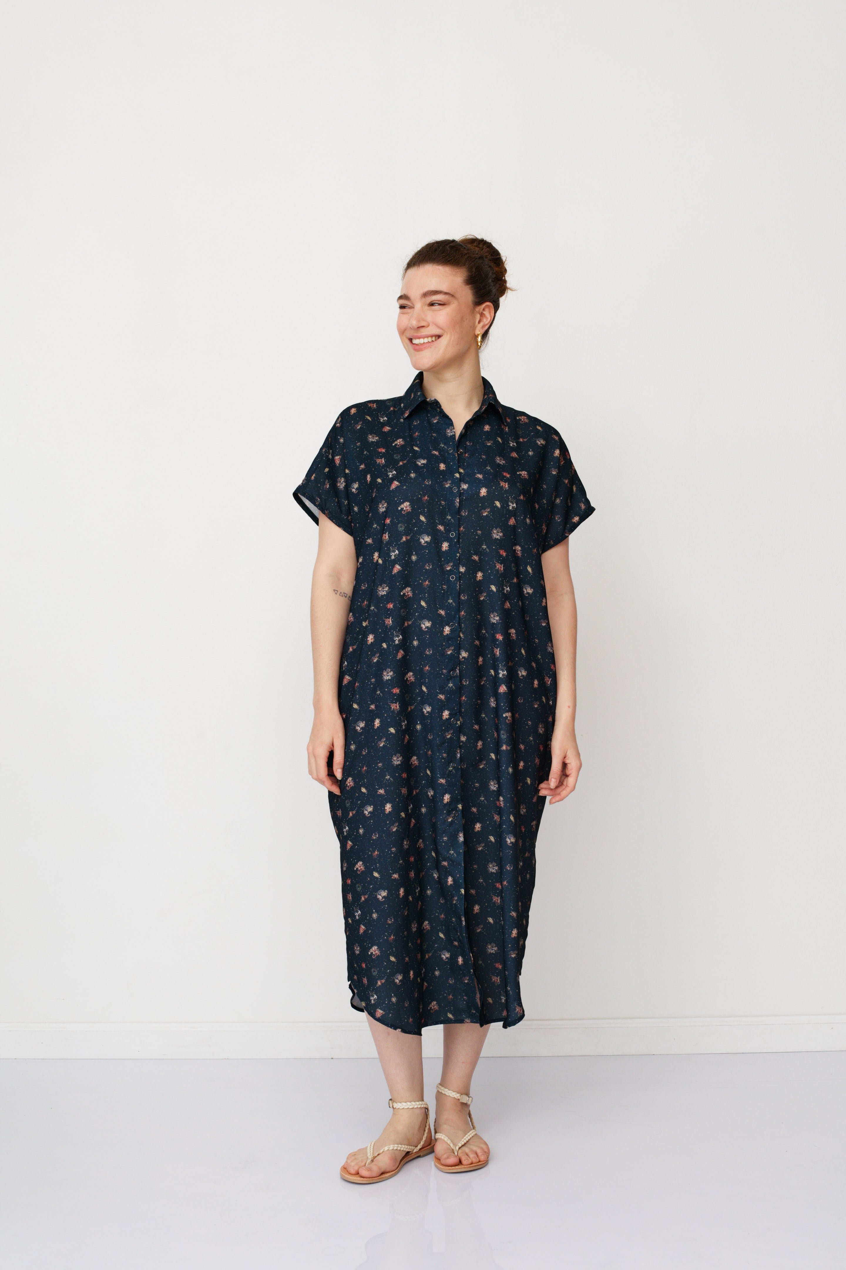 ZEUS SQ PRINTED DRESS NAVY