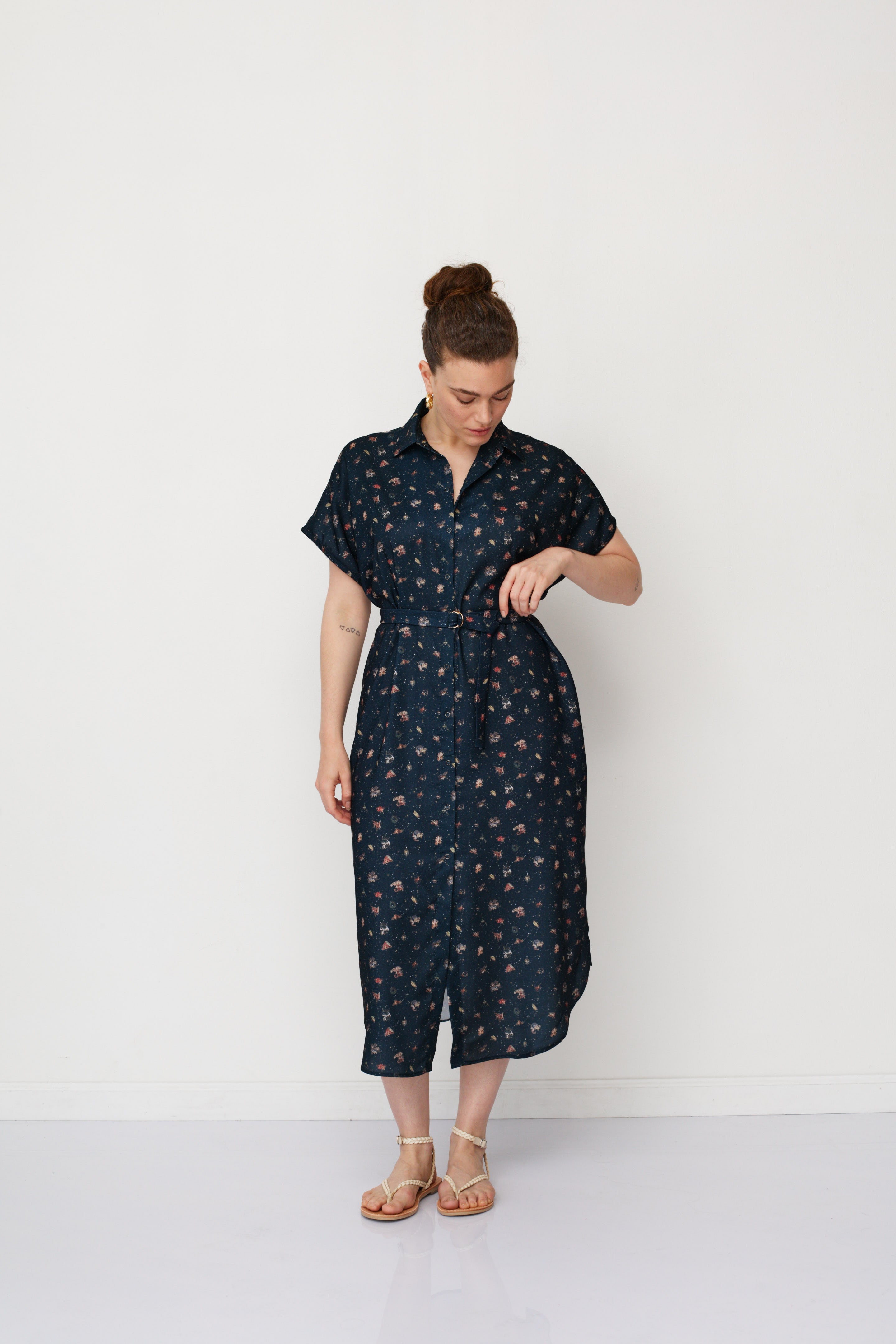 ZEUS SQ PRINTED DRESS NAVY