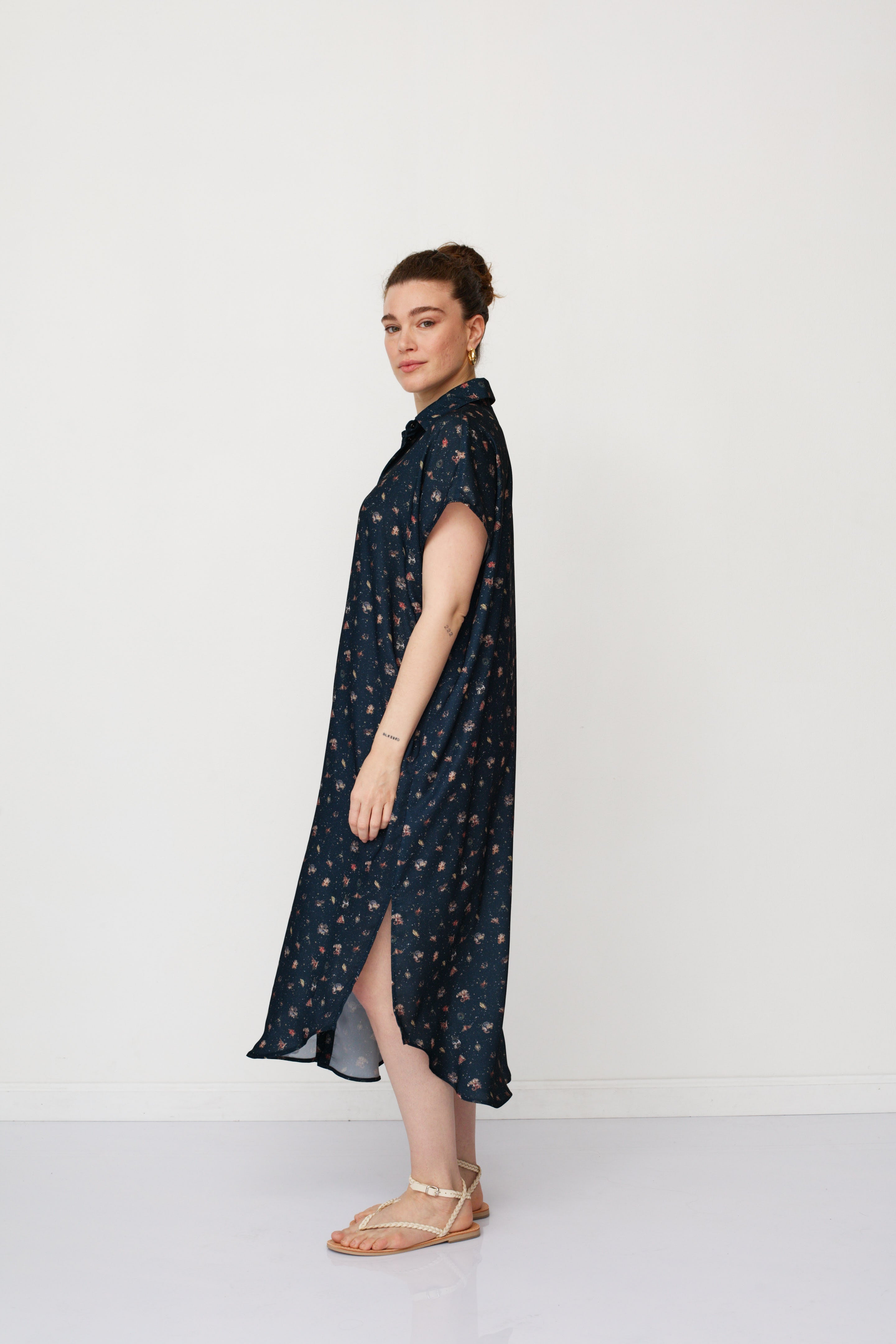 ZEUS SQ PRINTED DRESS NAVY