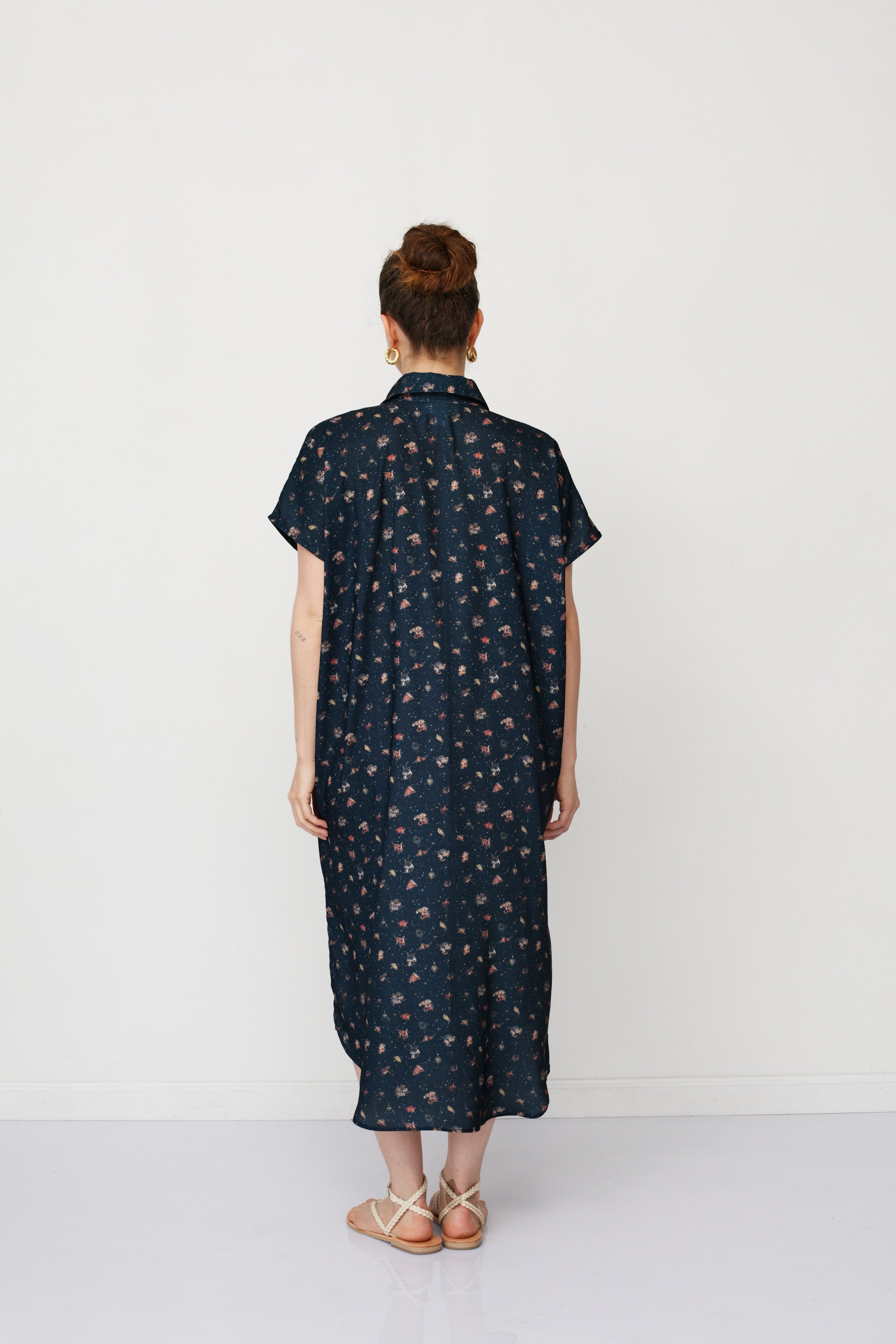ZEUS SQ PRINTED DRESS NAVY