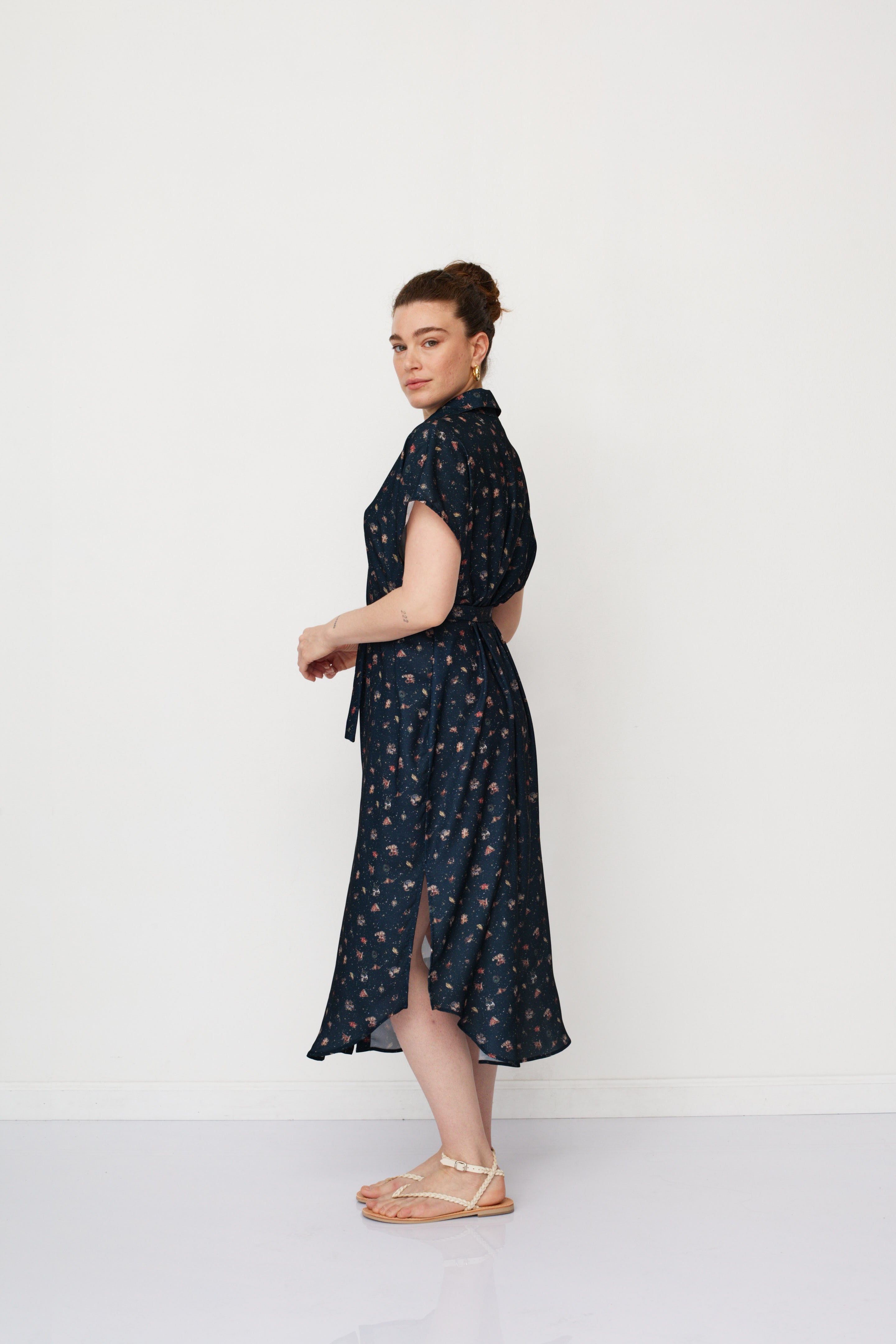 ZEUS SQ PRINTED DRESS NAVY