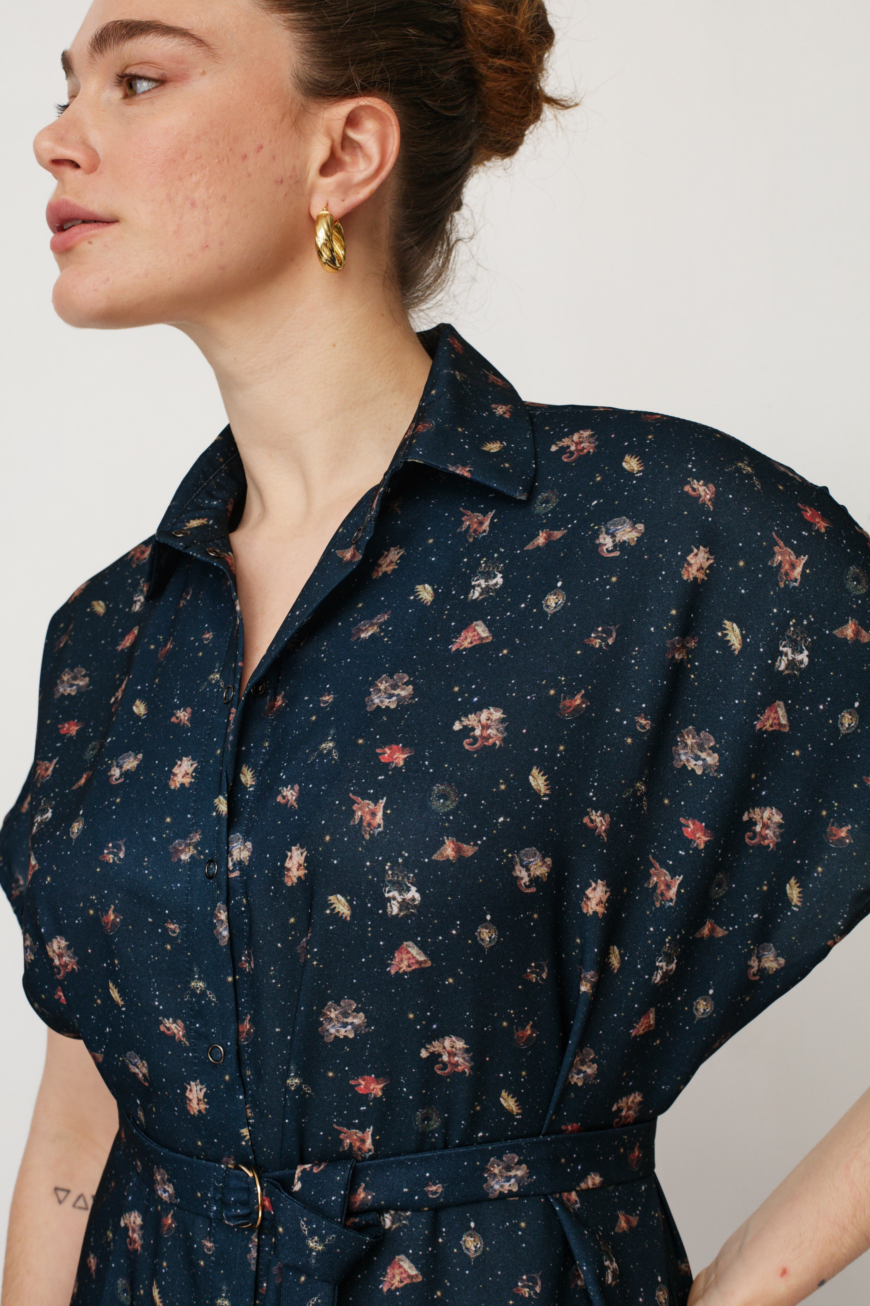 ZEUS SQ PRINTED DRESS NAVY