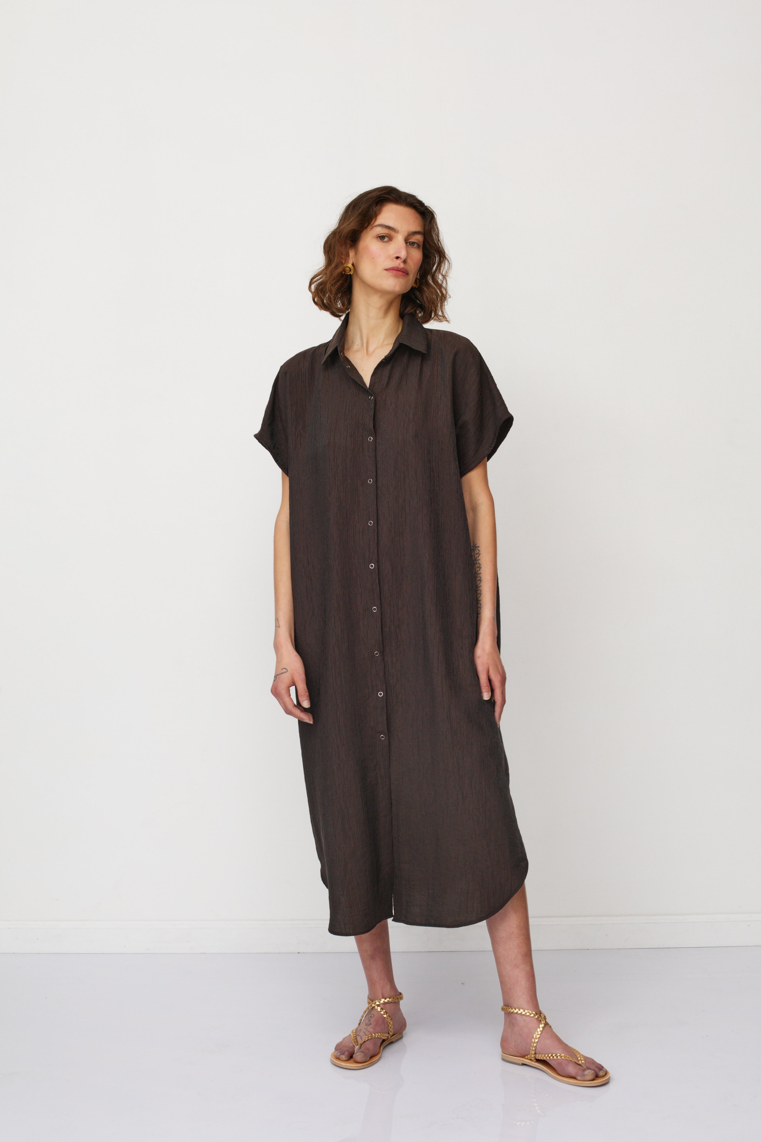 ZEUS SQ DRESS BROWN