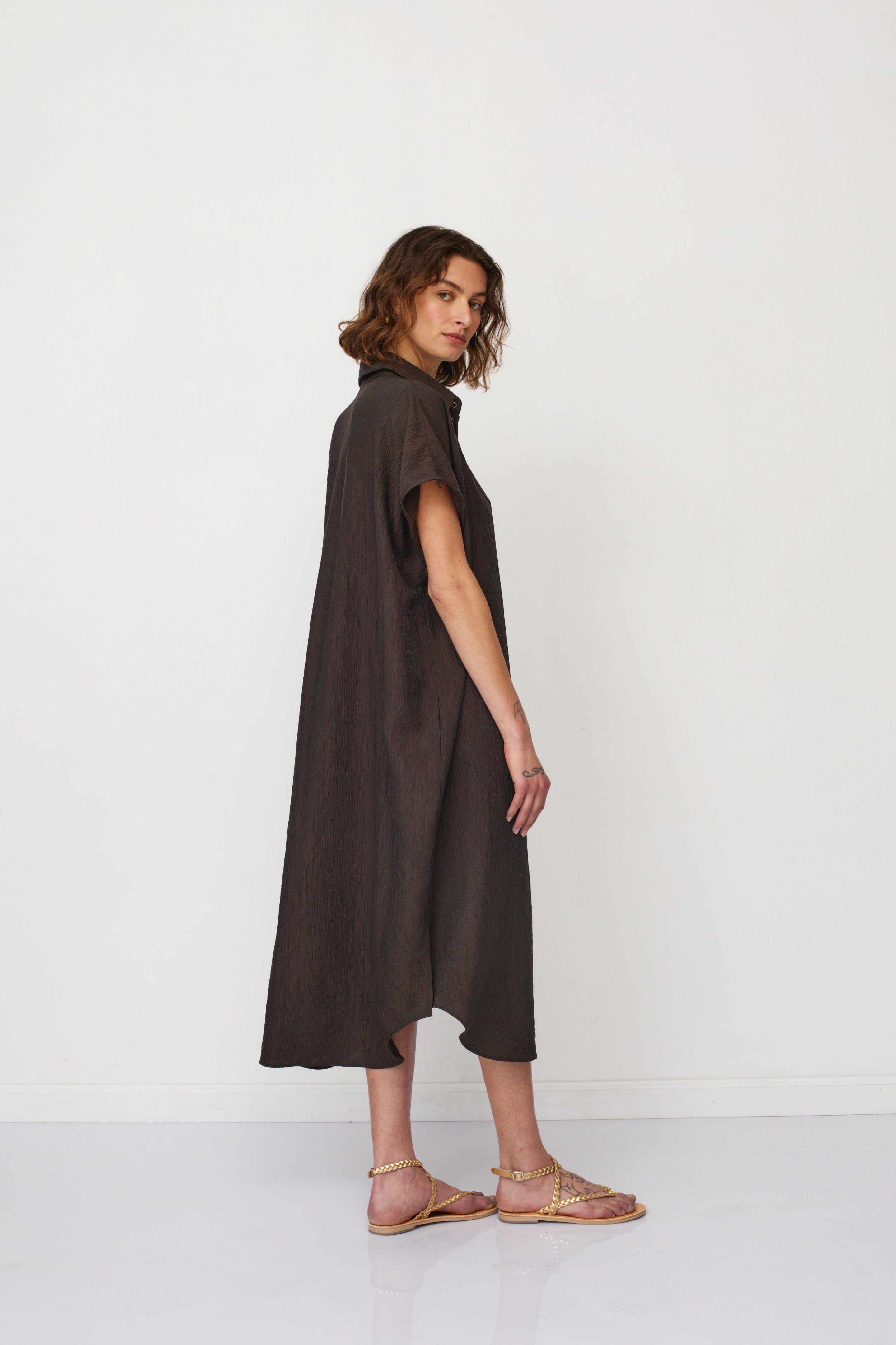 ZEUS SQ DRESS BROWN