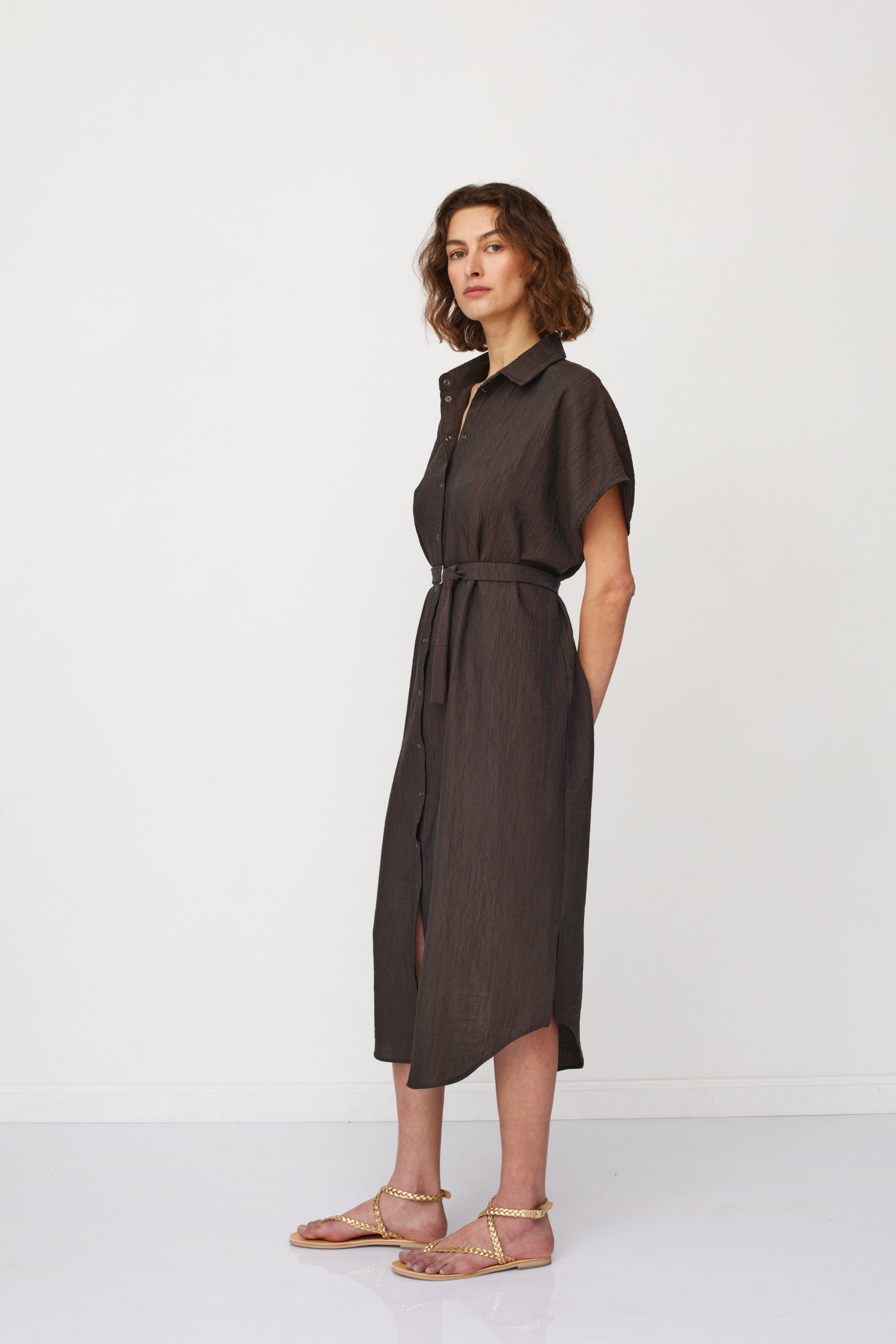 ZEUS SQ DRESS BROWN