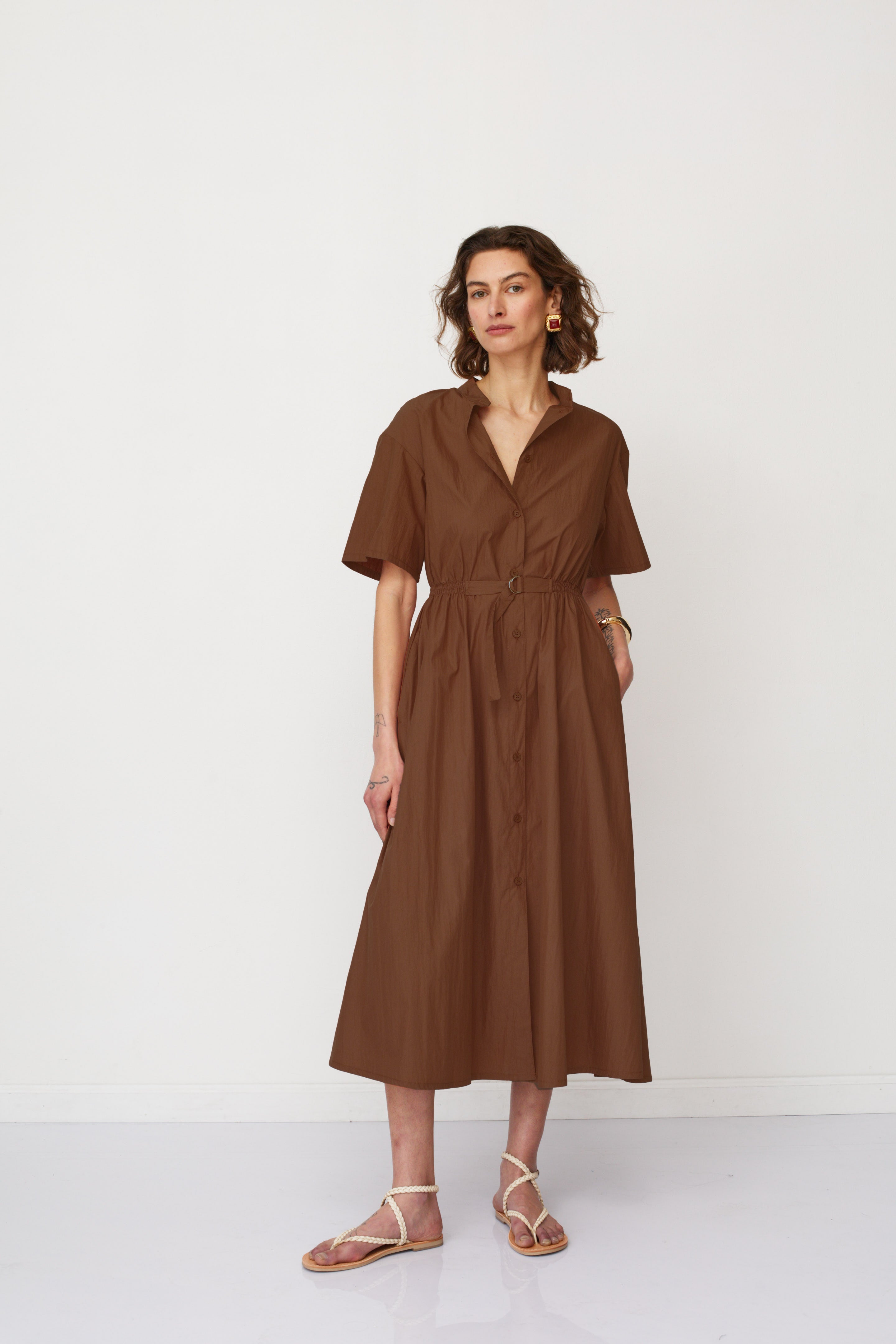 AURA DRESS BROWN