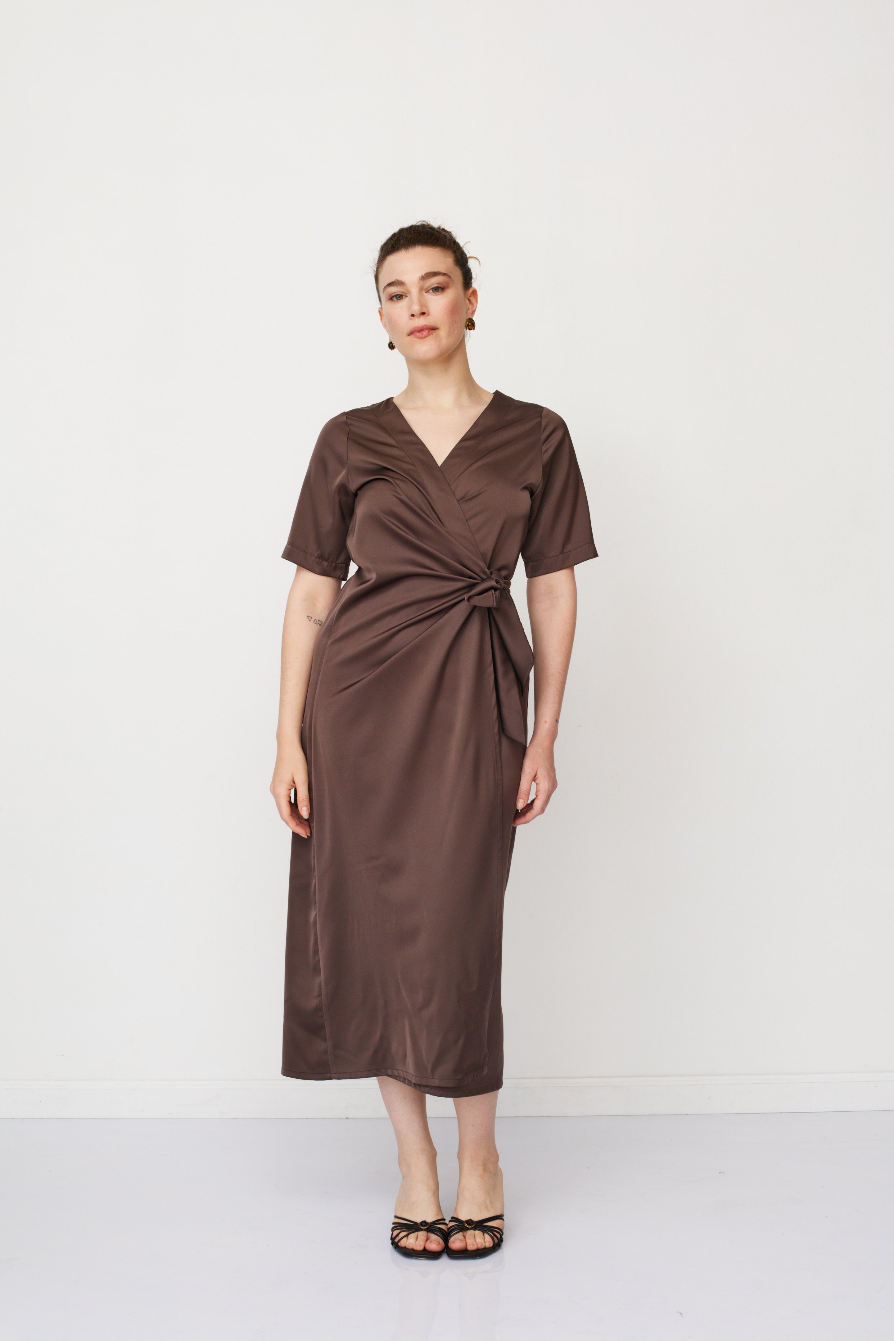 IRIS WARP DRESS BROWN