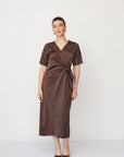 IRIS WARP DRESS BROWN