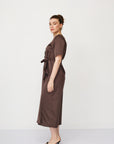 IRIS WARP DRESS BROWN