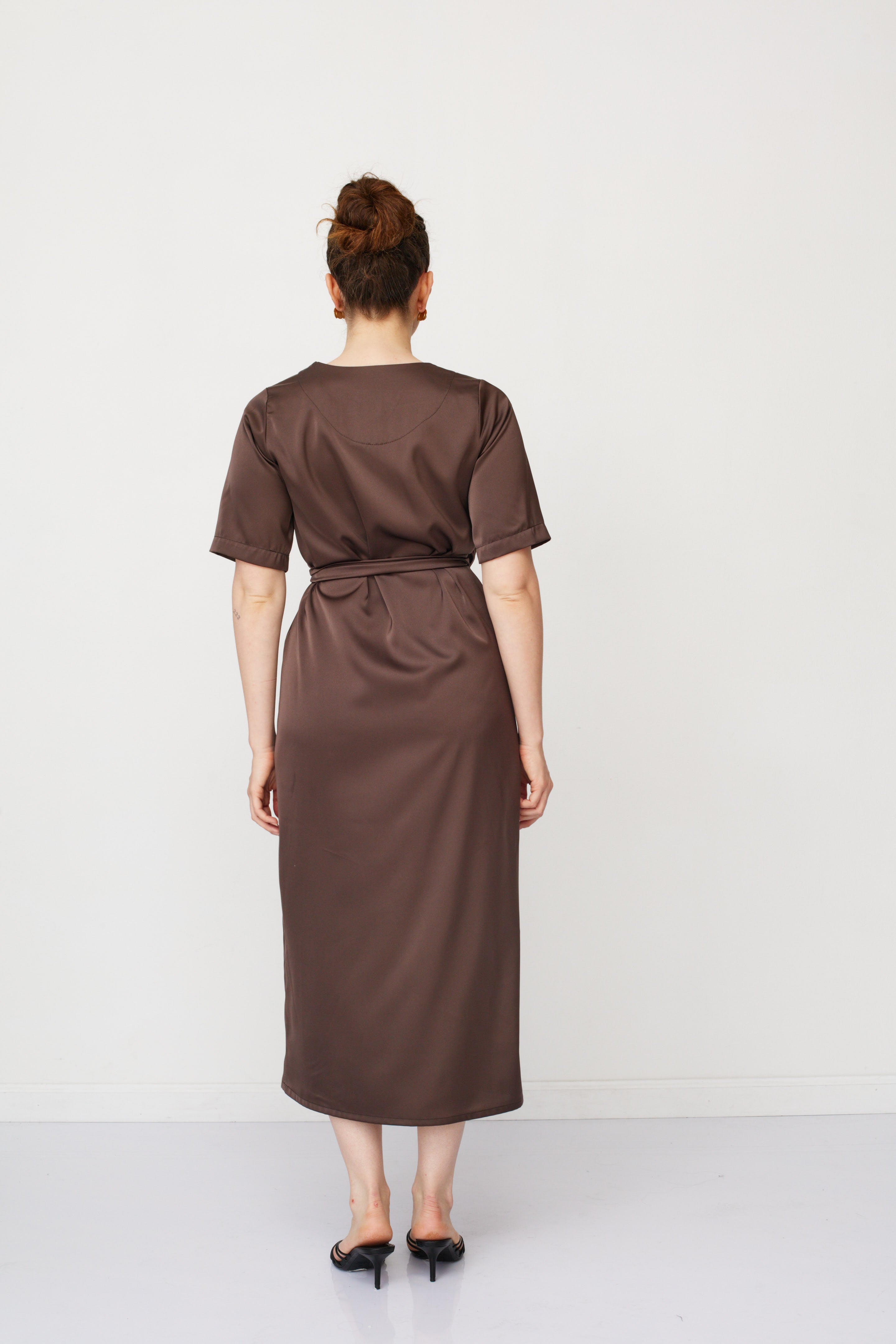 IRIS WARP DRESS BROWN