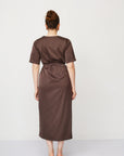 IRIS WARP DRESS BROWN
