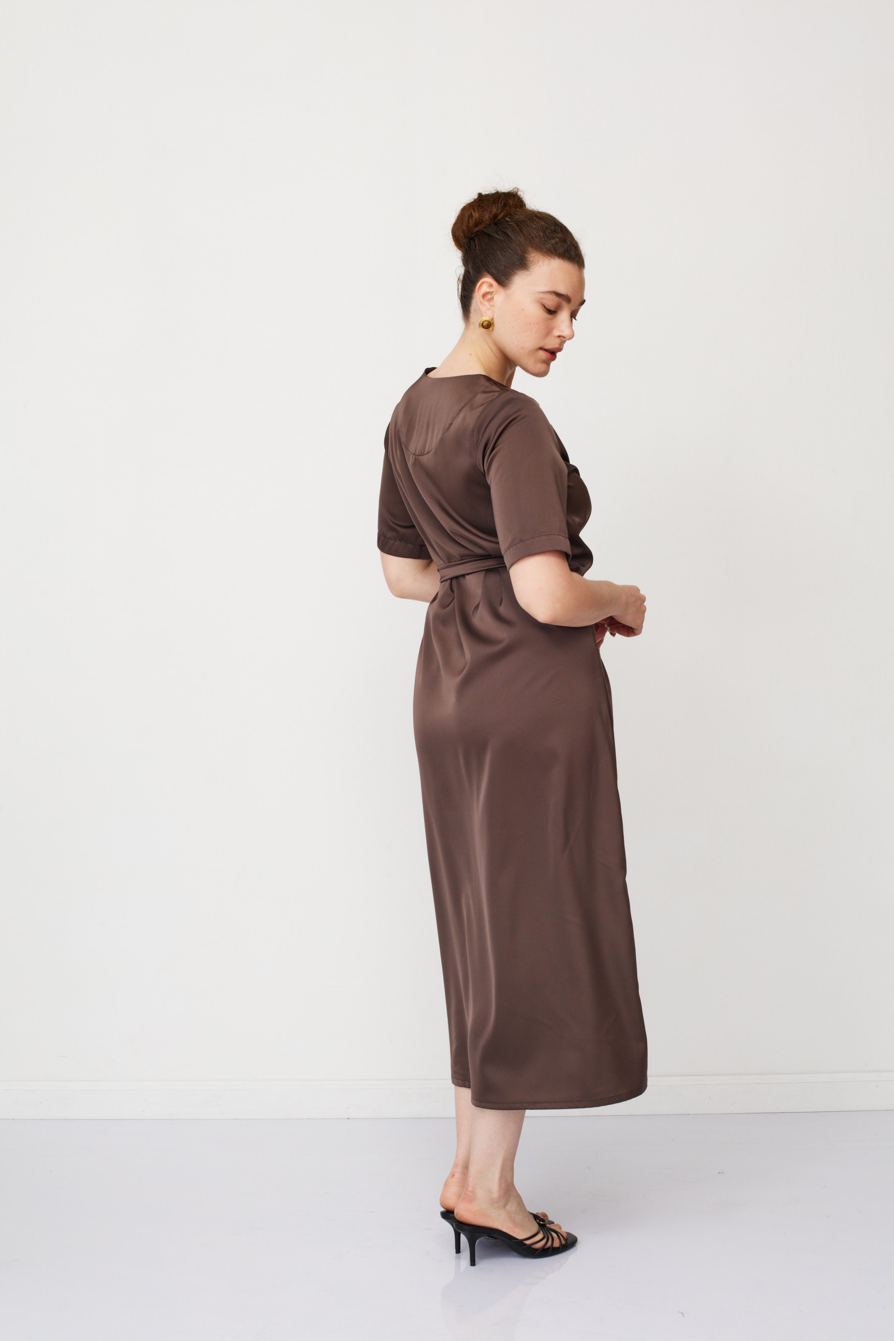 IRIS WARP DRESS BROWN