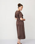 IRIS WARP DRESS BROWN