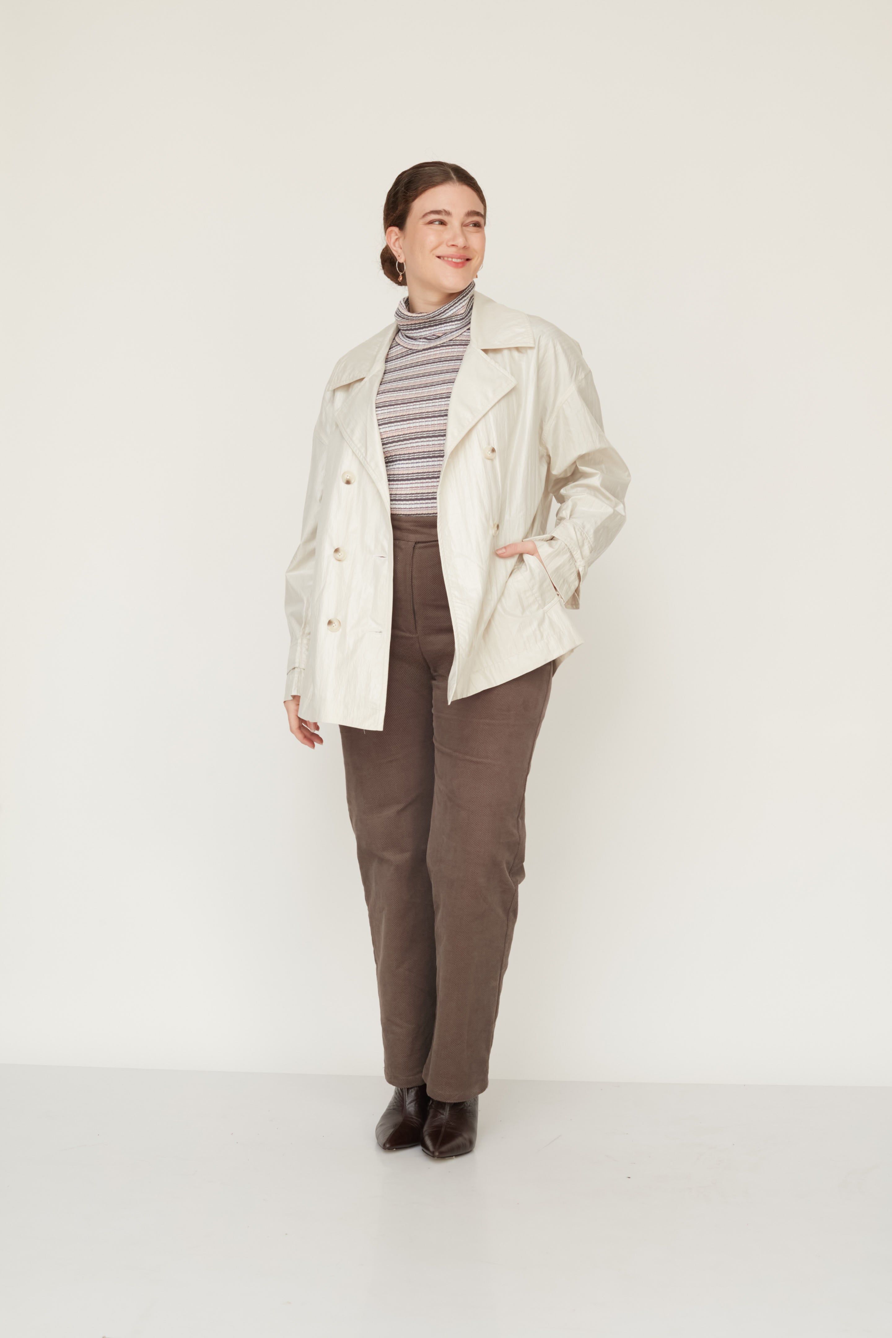 מעיל טרנץ׳ MACHINE שמנת