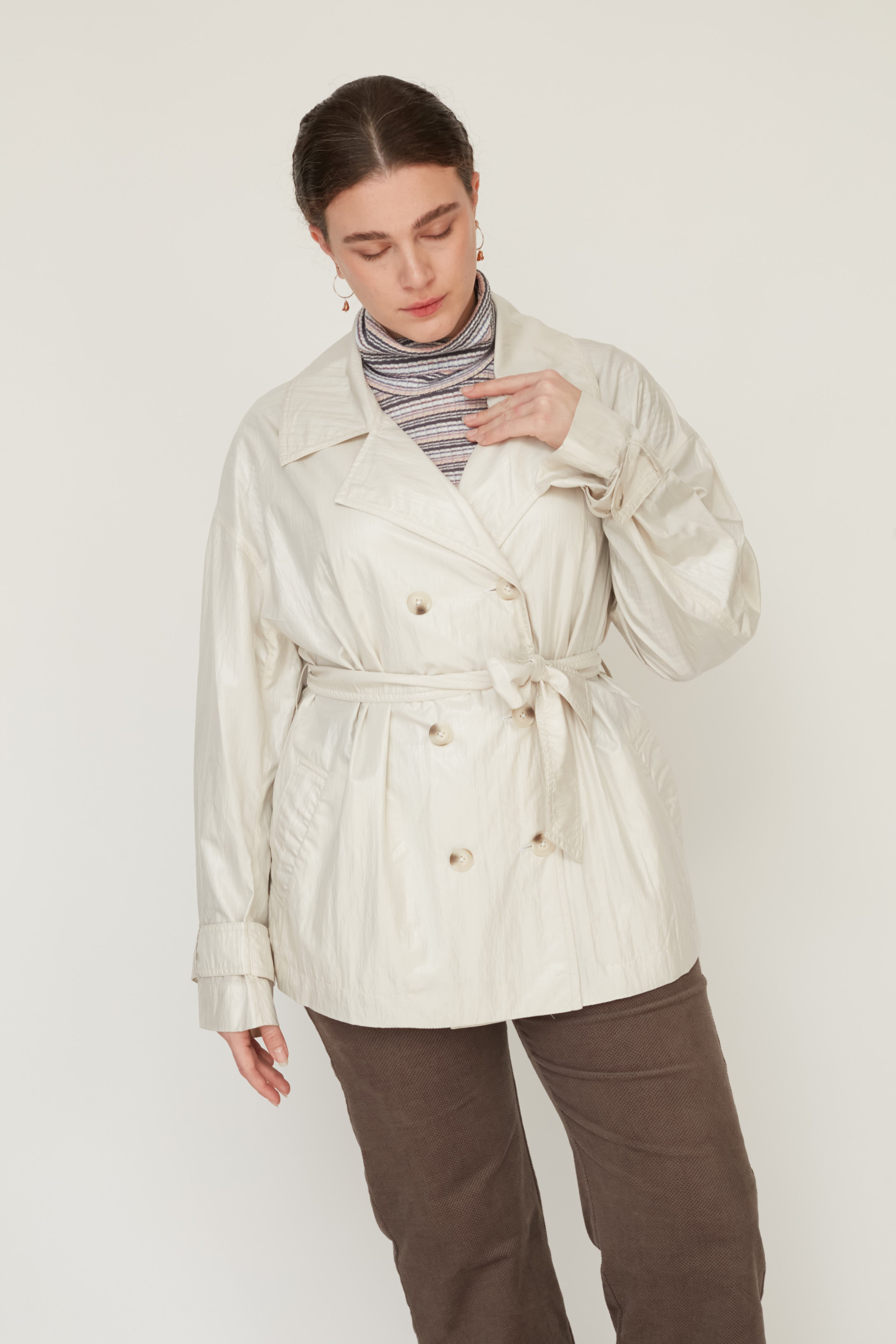 מעיל טרנץ׳ MACHINE שמנת