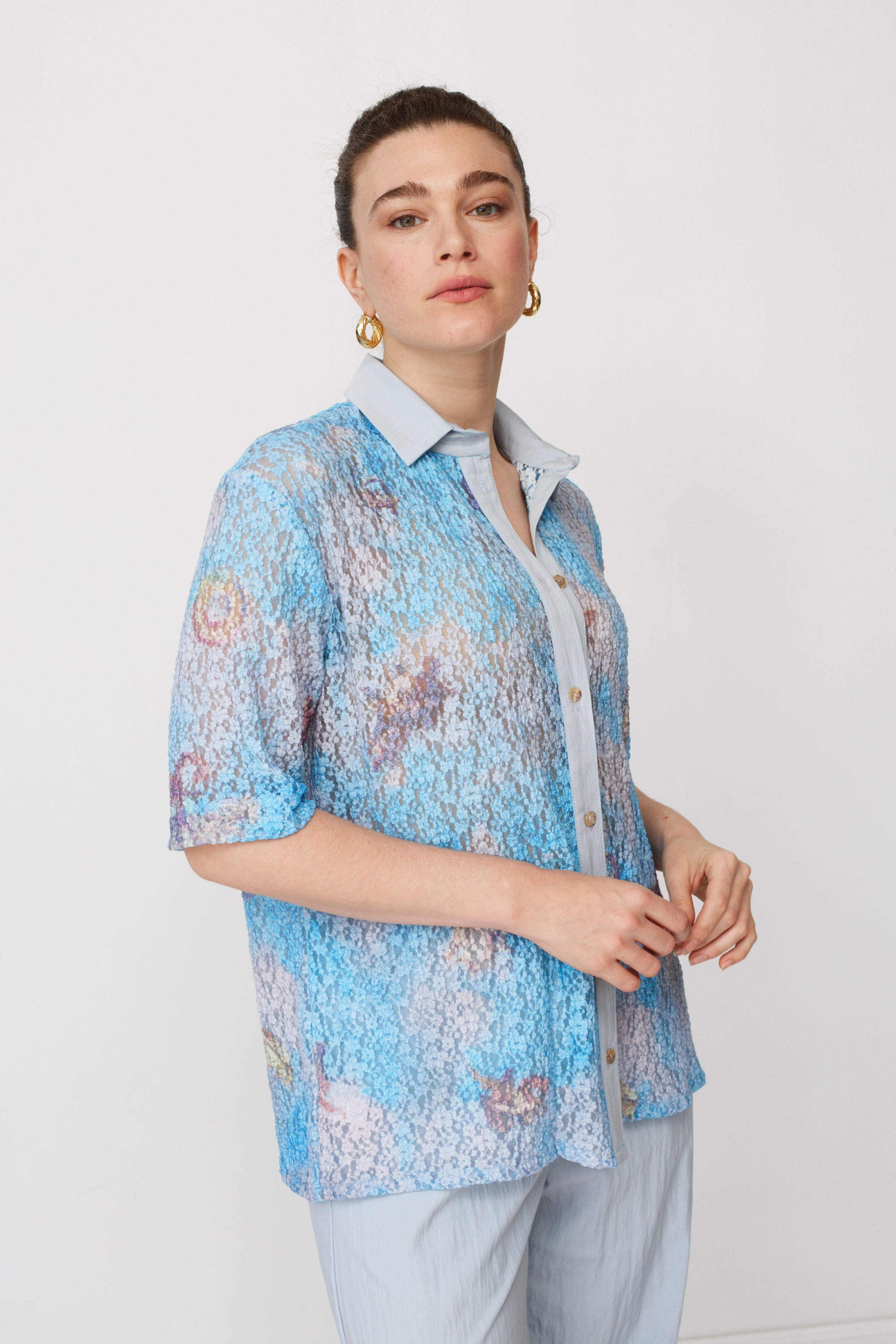 OLYMPIA LACE SHIRT LIGHT BLUE