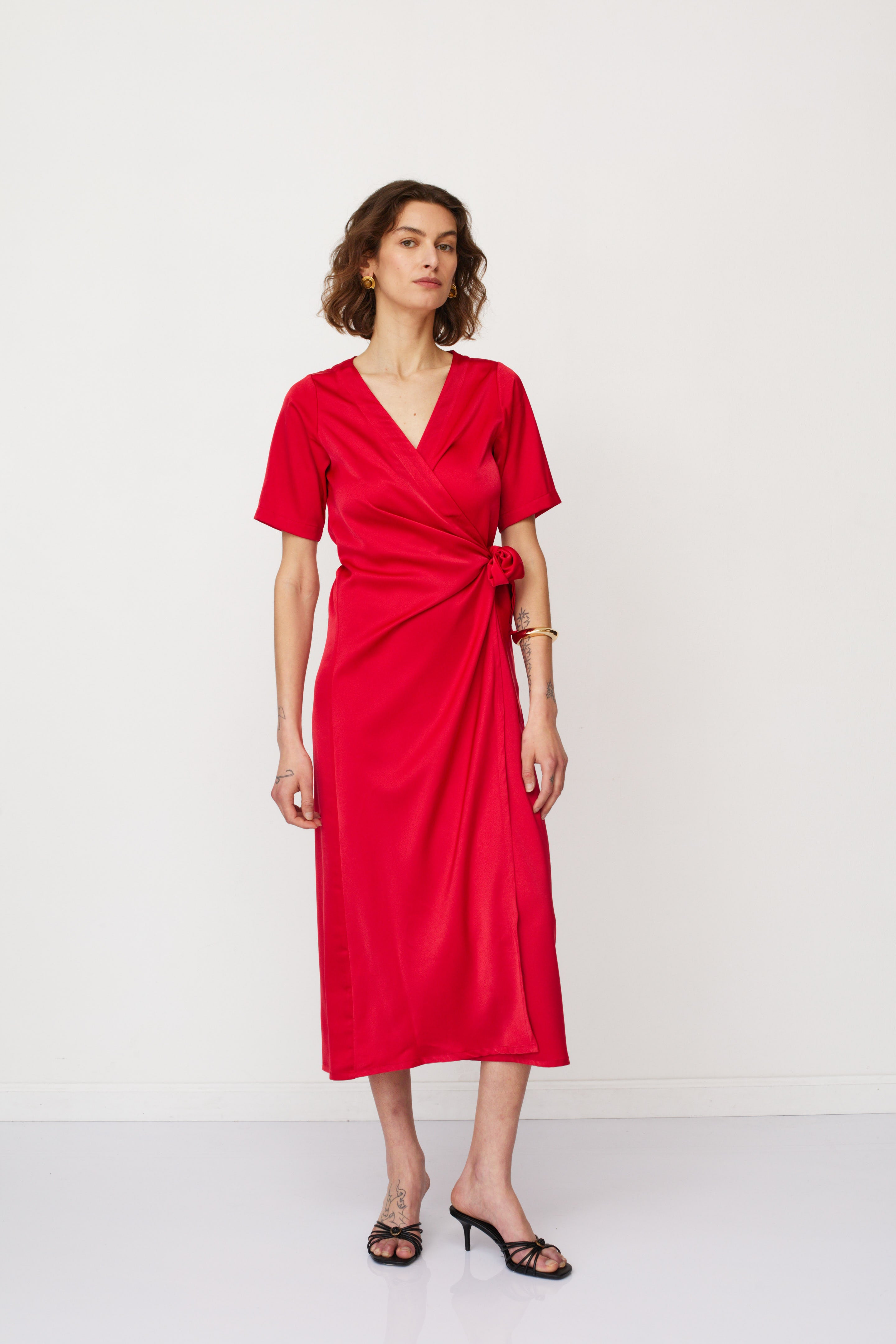IRIS WARP DRESS RED