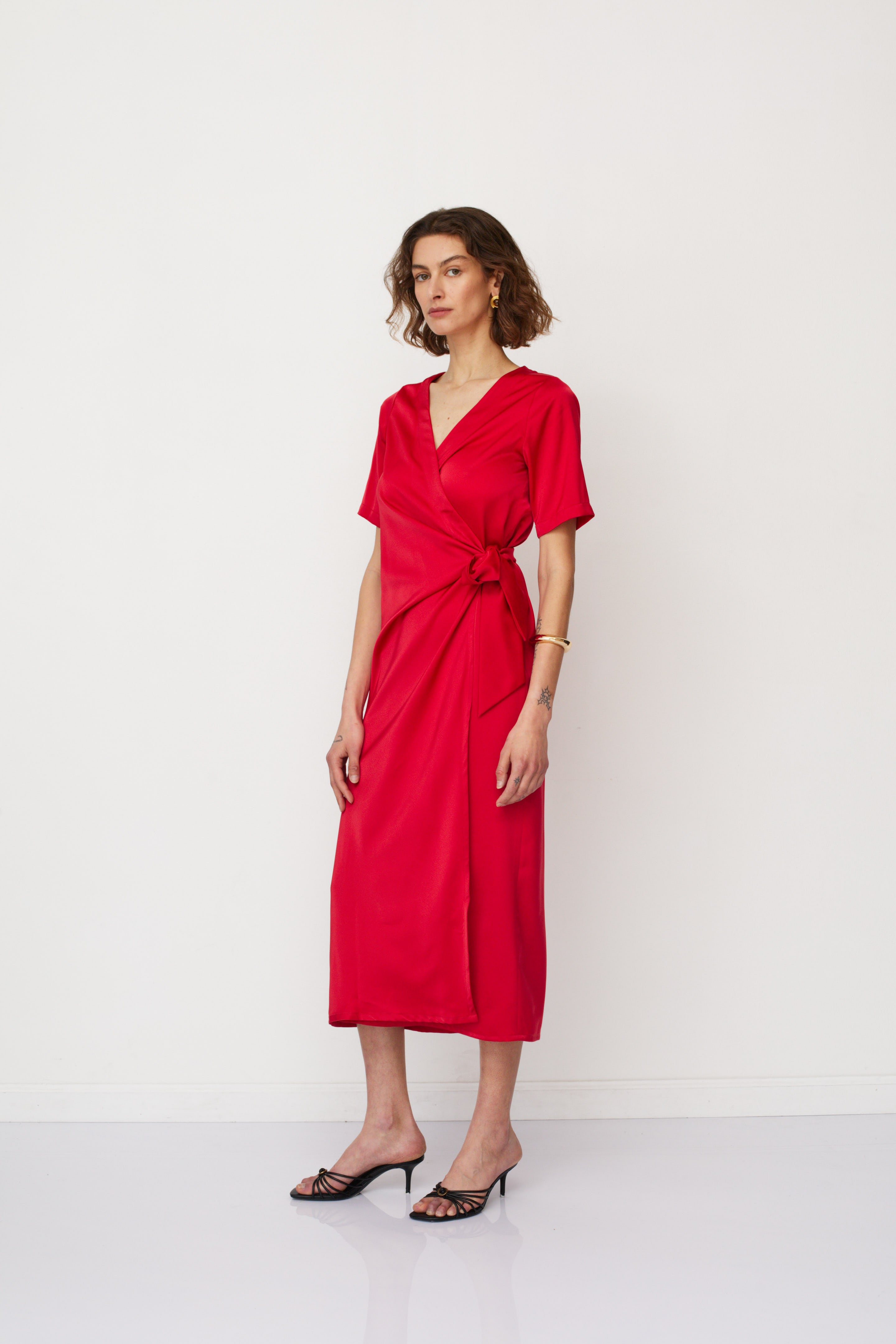 IRIS WARP DRESS RED