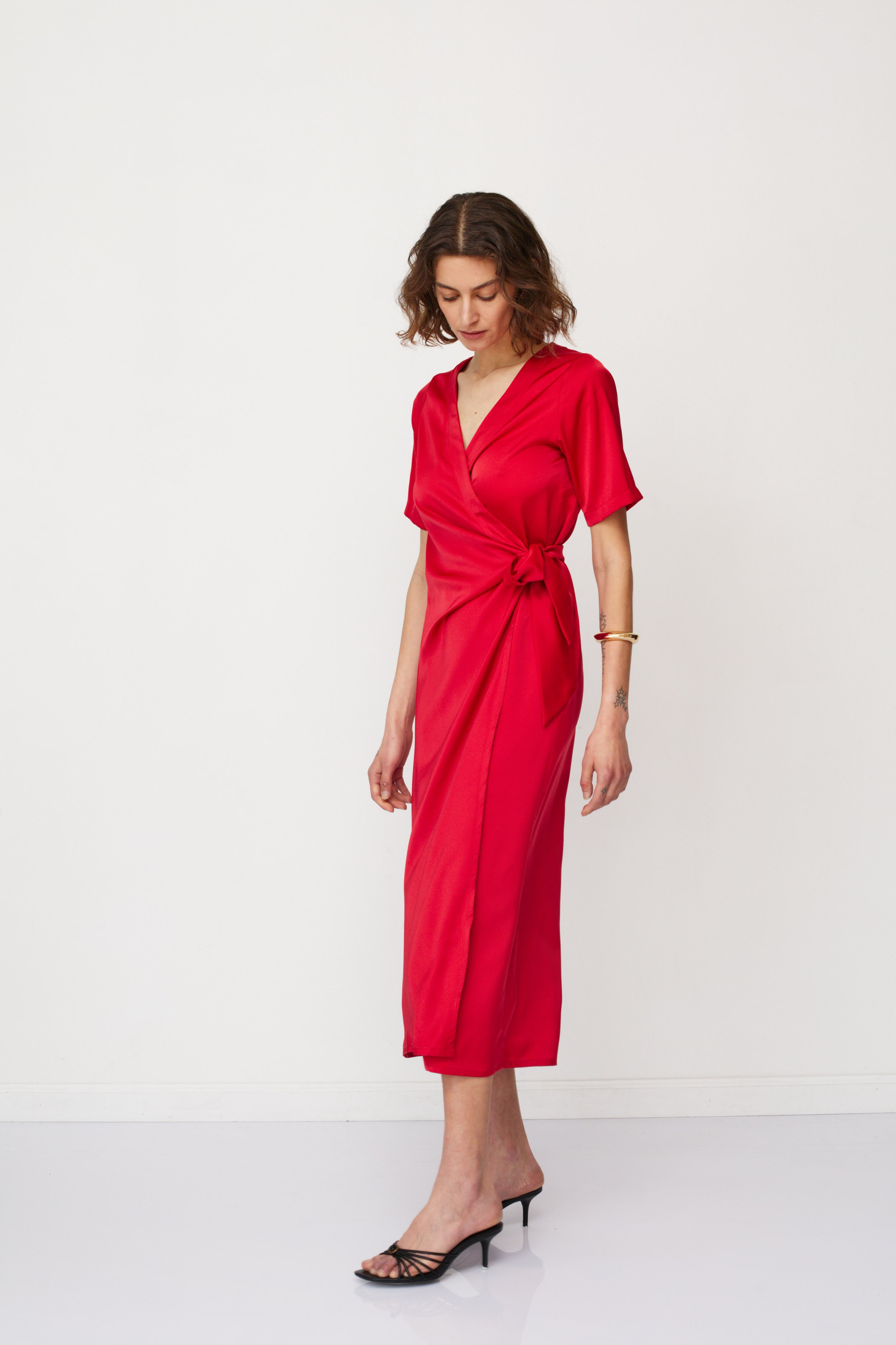 IRIS WARP DRESS RED