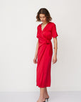 IRIS WARP DRESS RED