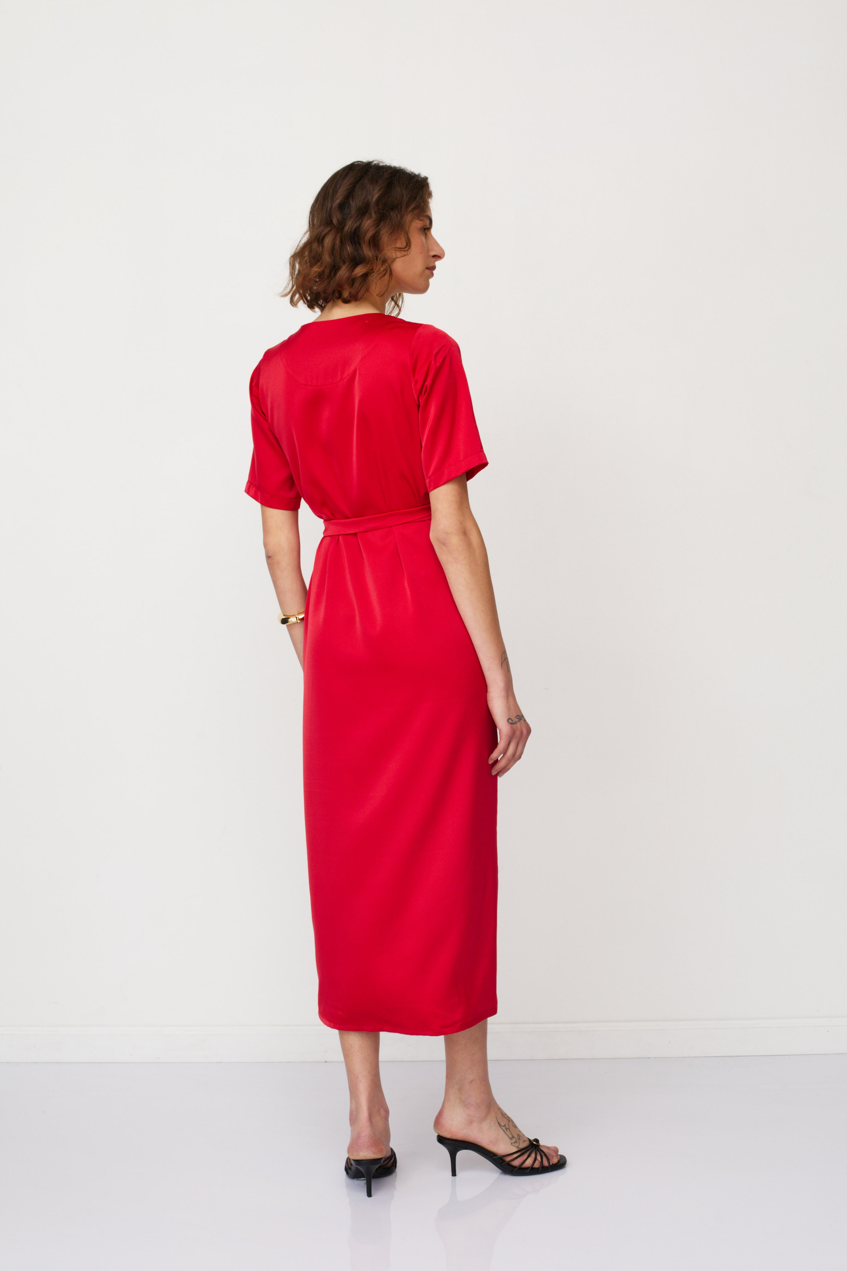 IRIS WARP DRESS RED